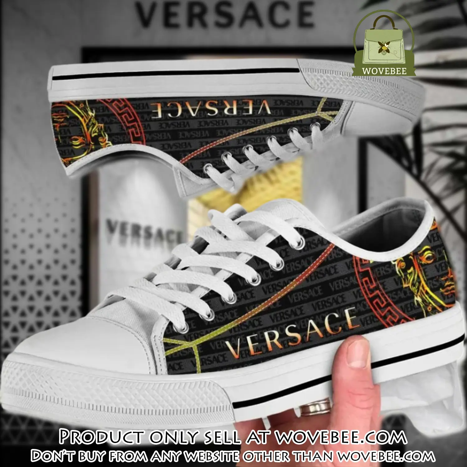 Versace medusa golden pattern black low top canvas shoes luxury brand gifts for men women wvb5909840
